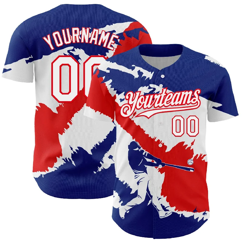 Bright Color Baseball Jersey-Custom Royal White-Fire Red 3D Costa Rica Costa Rican Flag Authentic Baseball Jersey