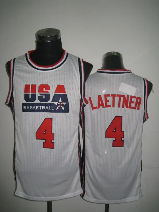 Basketball Style Jersey-USA Basketball 1992 Dream Team 4 Christian Laettner White Basketball Jersey