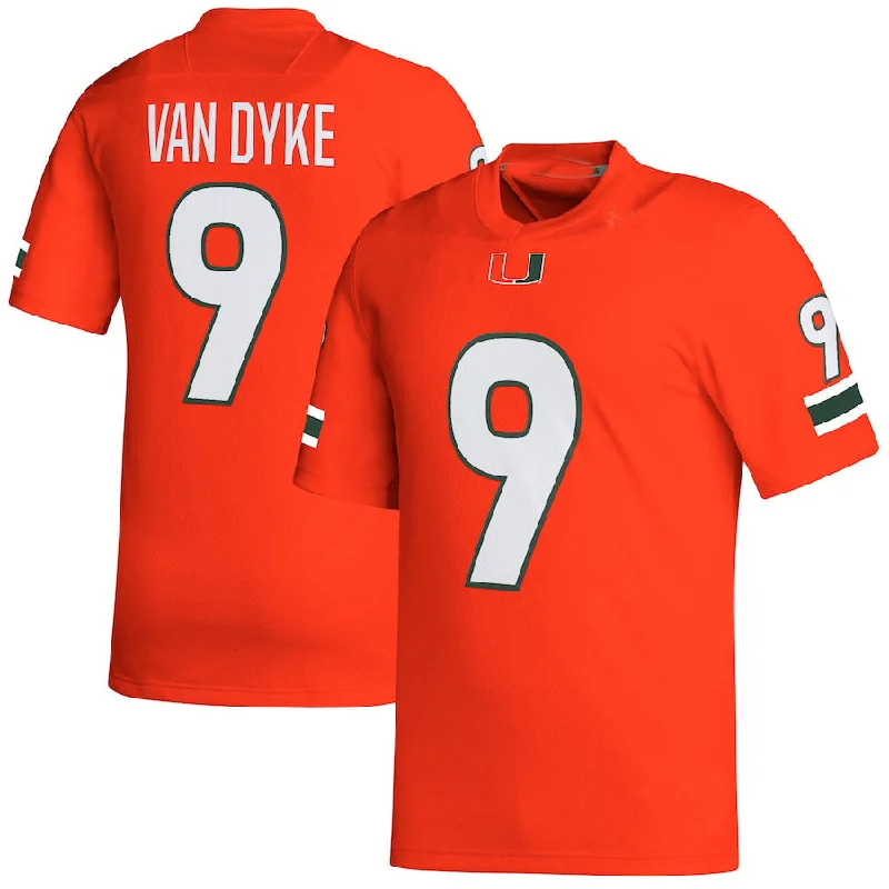 Streetwear Football Club Jersey-M.Hurricanes #9 Tyler Van Dyke NIL Replica Jersey Orange Football Jersey Stitched American College Jerseys