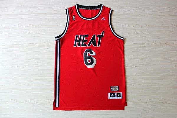 Varsity Basketball Jersey-Heat 6 James Red Hardwood Classics Swingman Basketball Jerseys