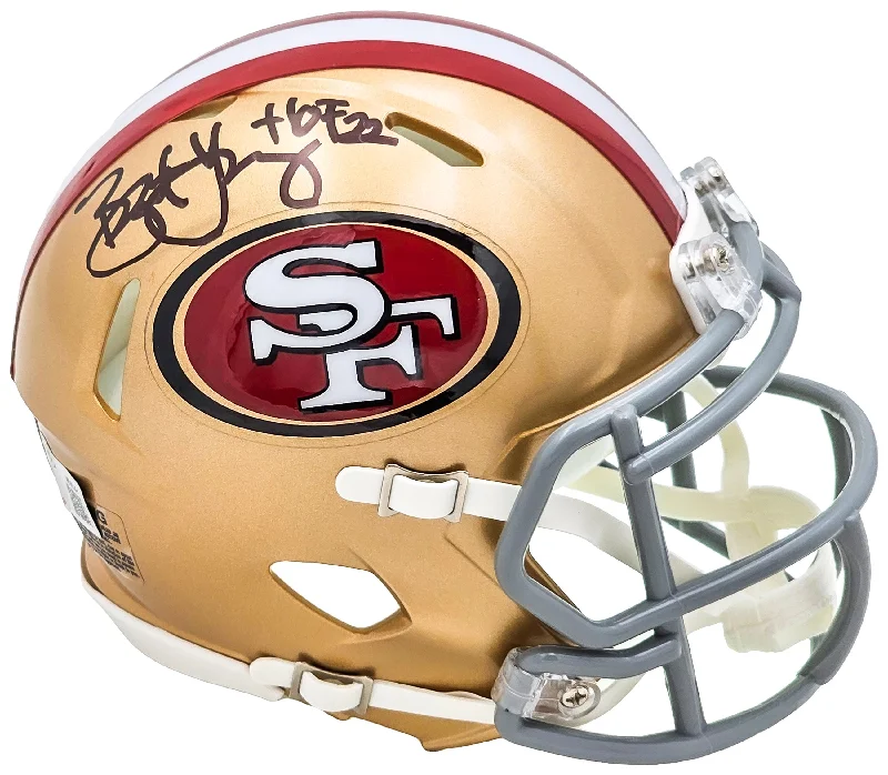 Glossy Finish Rugby Helmet-Bryant Young Autographed San Francisco 49ers Gold Speed Mini Helmet "HOF 22" Beckett BAS Witness Stock #215663