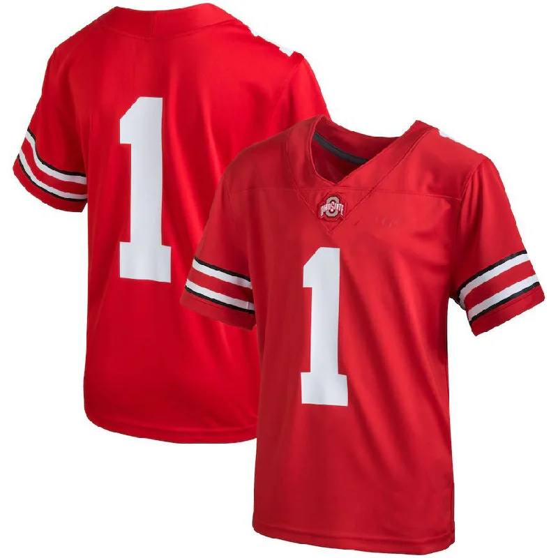 Women's Football Jersey-#1 O.State Buckeyes Team Replica Scarlet Football Jersey Stitched American College Jerseys