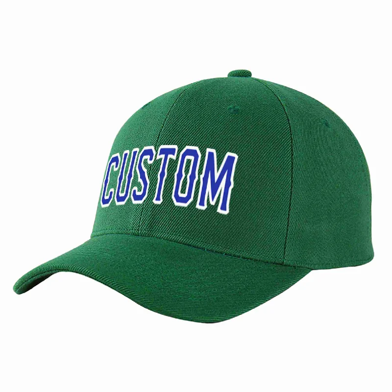 Winter Baseball Cap-Custom Green Royal-White Curved Eaves Sport Baseball Cap Design for Men/Women/Youth