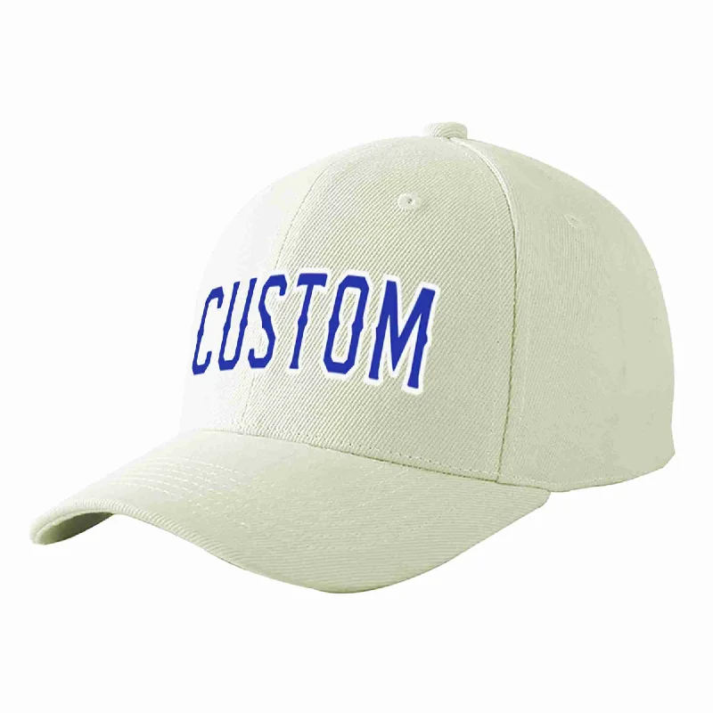 Family Baseball Cap-Custom Cream Royal-White Curved Eaves Sport Baseball Cap Design for Men/Women/Youth