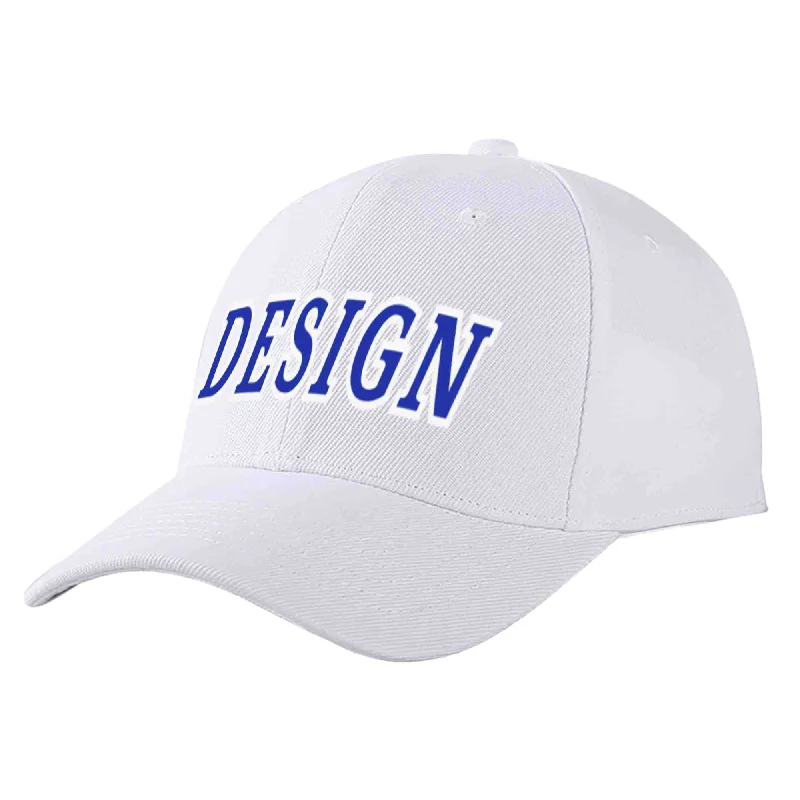 Mother's Day Baseball Cap-Custom White Royal-White Curved Eaves Sport Design Baseball Cap