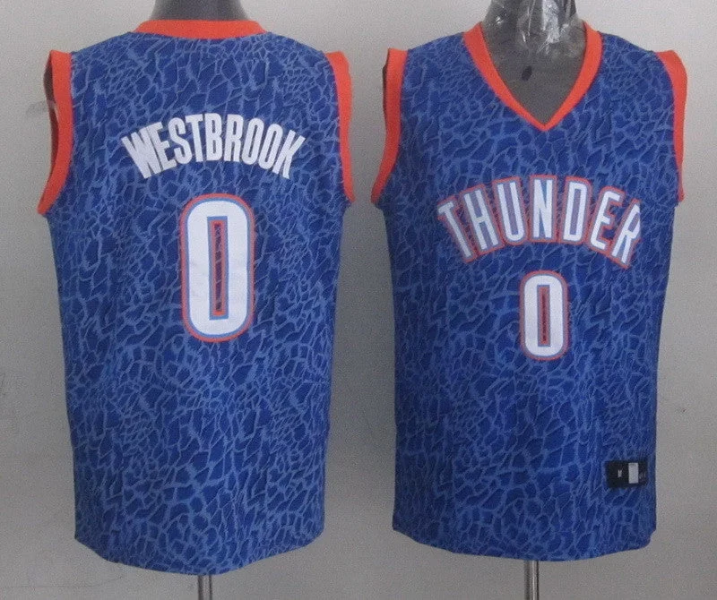 Basketball Fashion Trend Jersey-Thunder 0 Westbrook Blue Crazy Light Swingman Basketball Jerseys