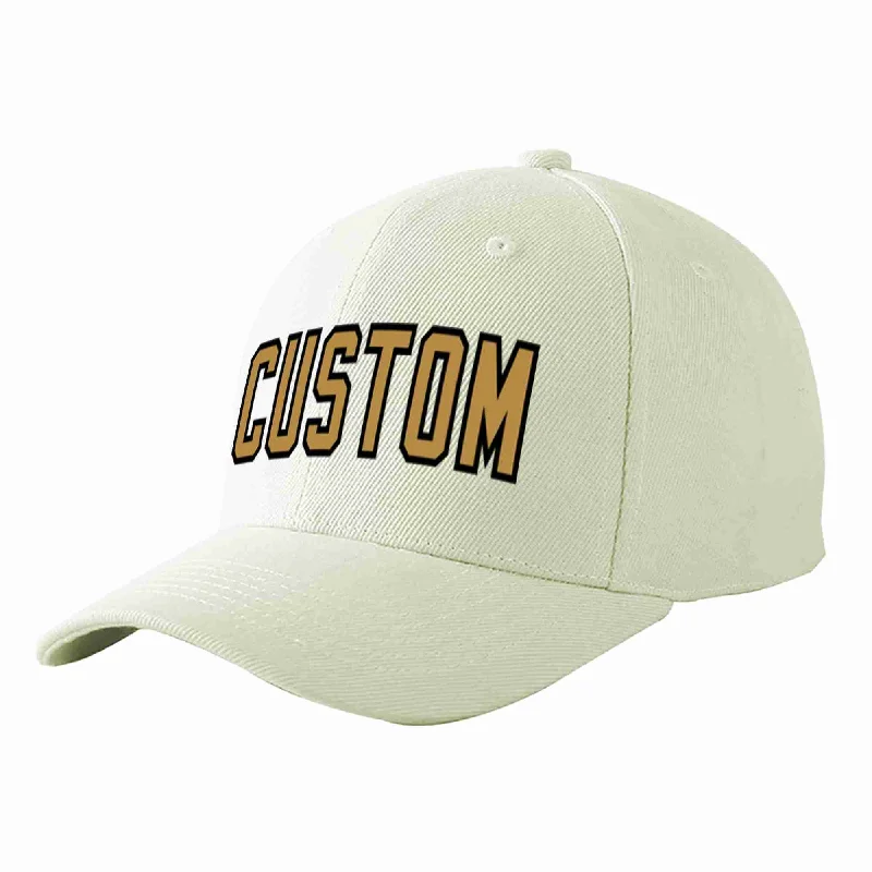 Yachting Baseball Cap-Custom Cream Old Gold-Black Curved Eaves Sport Baseball Cap Design for Men/Women/Youth