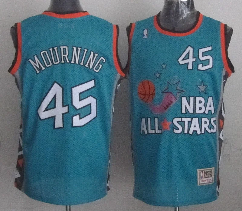 Heavy-Duty Basketball Jersey-1996 All Star 45 Mourning Teal Basketball Jerseys