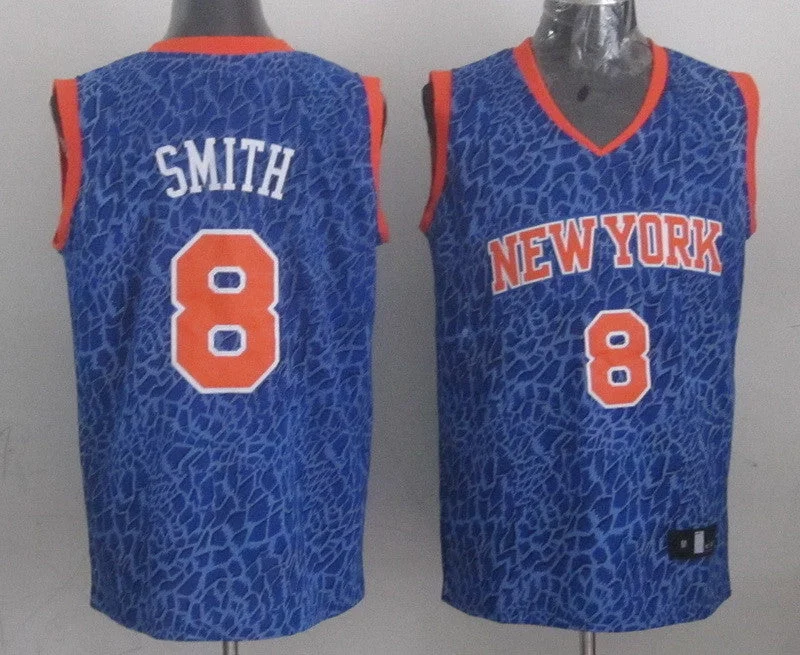 Groomsmen Basketball Jersey-Knicks 8 Smith Blue Crazy Light Swingman Basketball Jerseys