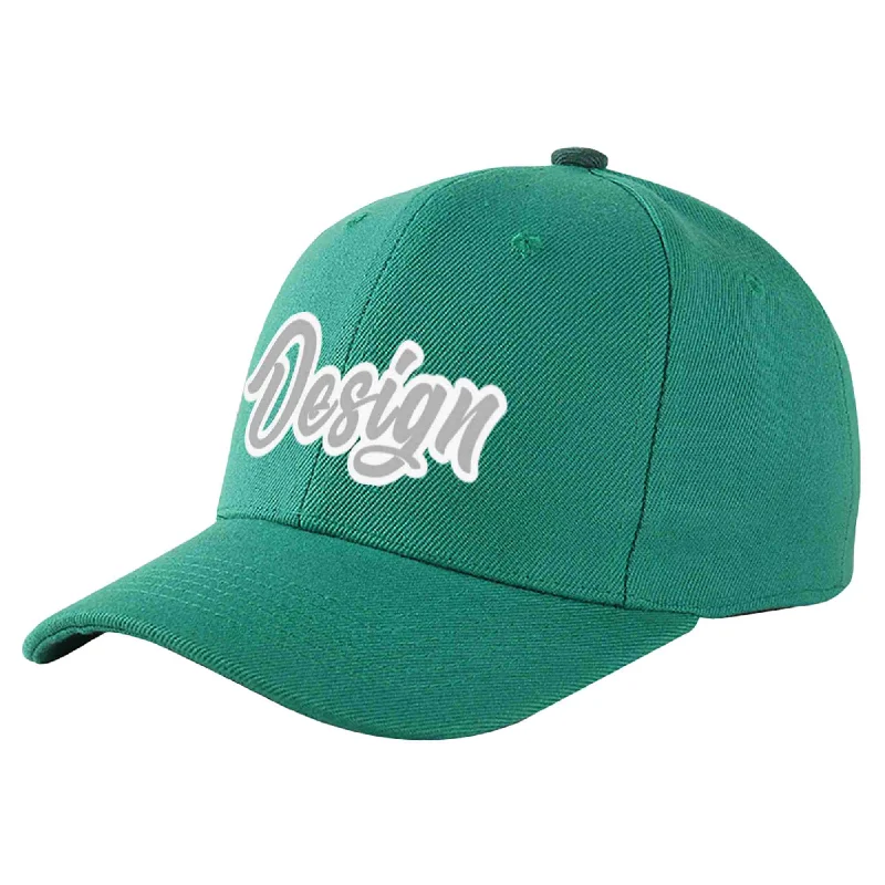 Soft Fabric Baseball Cap-Custom Light Green White-Gray Curved Eaves Sport Design Baseball Cap