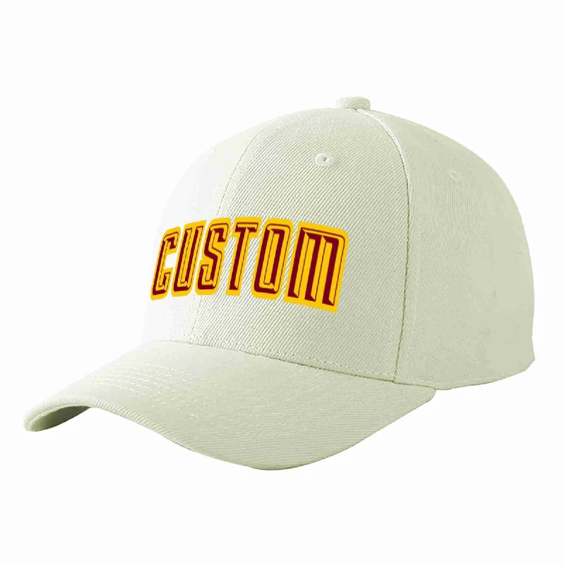 Baby Baseball Cap-Custom Cream Crimson-Gold Curved Eaves Sport Baseball Cap Design for Men/Women/Youth