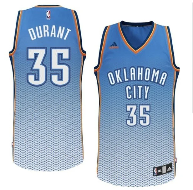 Street Style Basketball Jersey-Thunder 35 Durant Blue Resonate Fashion Swingman Basketball Jersey