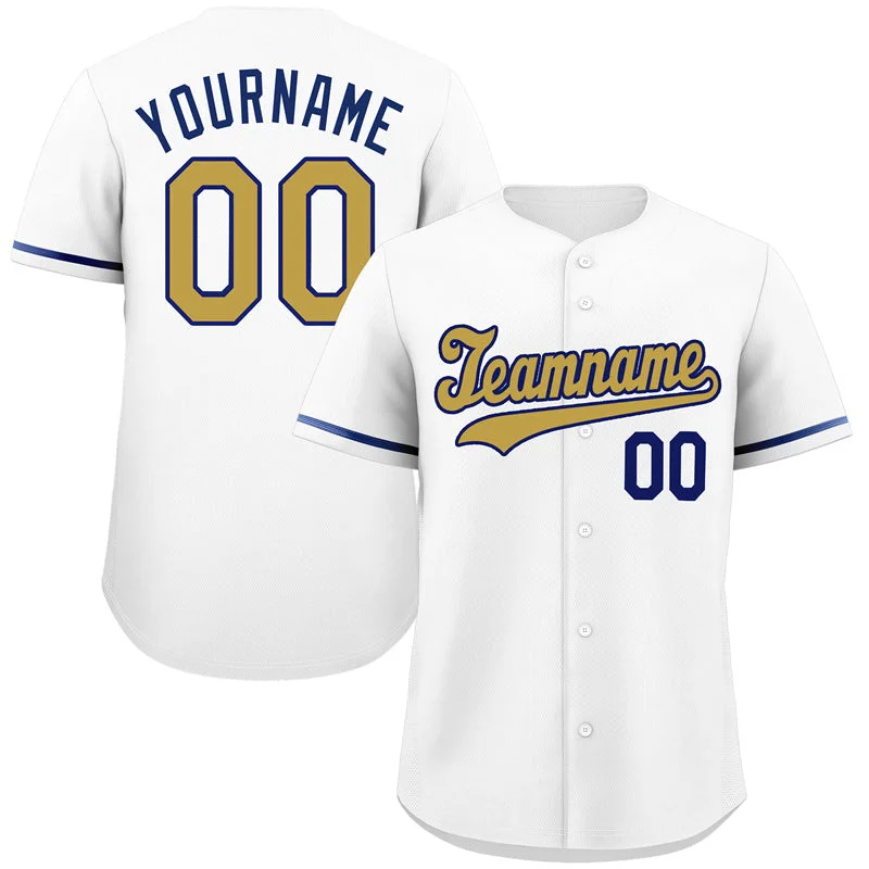 Minor League Baseball Jersey-Custom White Old Gold-Navy Classic Style Authentic Baseball Jersey