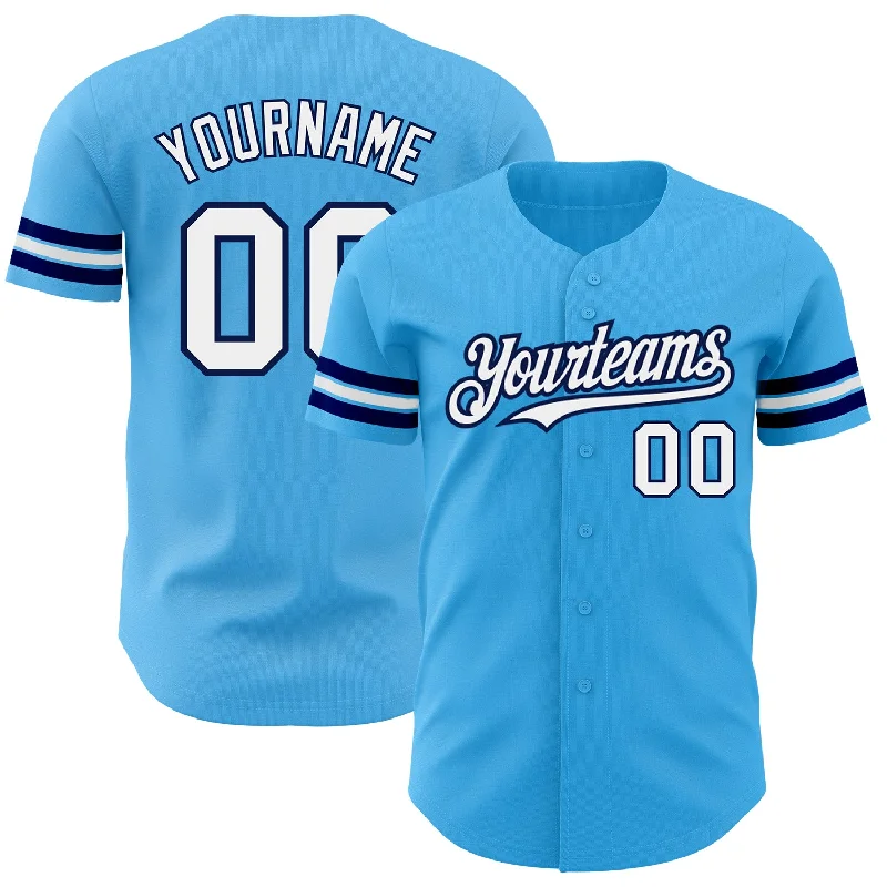 Oversized Baseball Jersey-Custom Sky Blue White-Navy Authentic Baseball Jersey