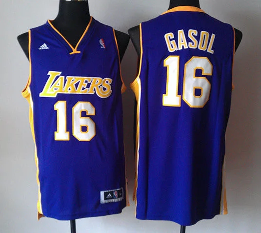 Basketball Gift Jersey-Lakers 16 Gasol Purple New Revolution 30 Basketball Jerseys