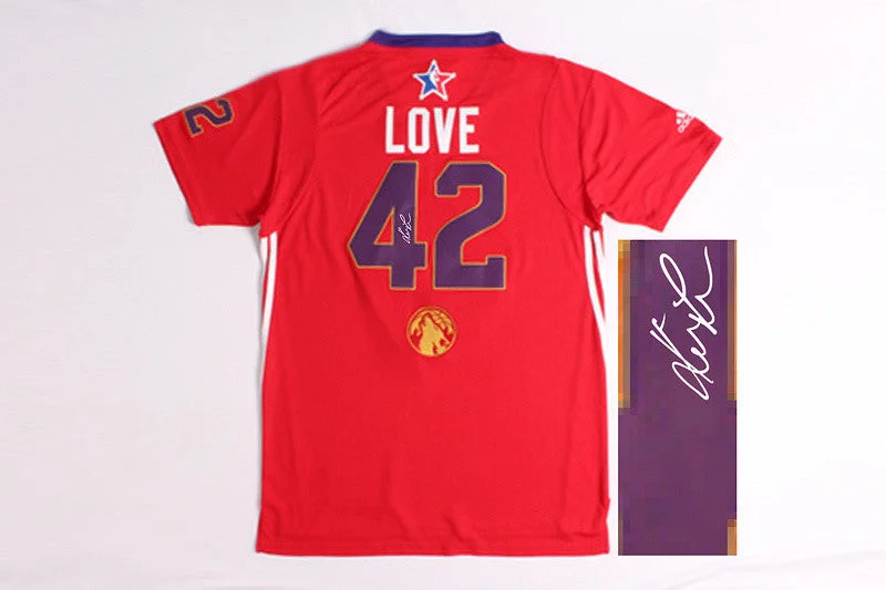 Collector’s Edition Basketball Jersey-2014 All Star West 42 Love Red Signature Edition Basketball Jerseys