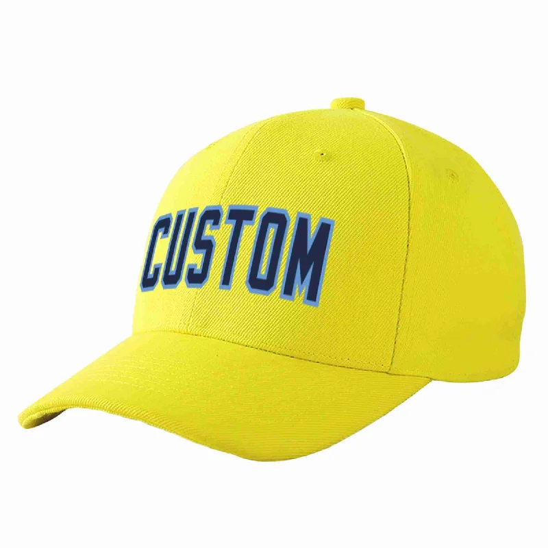 Yachting Baseball Cap-Custom Yellow Navy-Light Blue Curved Eaves Sport Baseball Cap Design for Men/Women/Youth