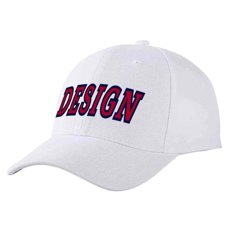 Construction Baseball Cap-Custom White Red-Navy Curved Eaves Sport Design Baseball Cap