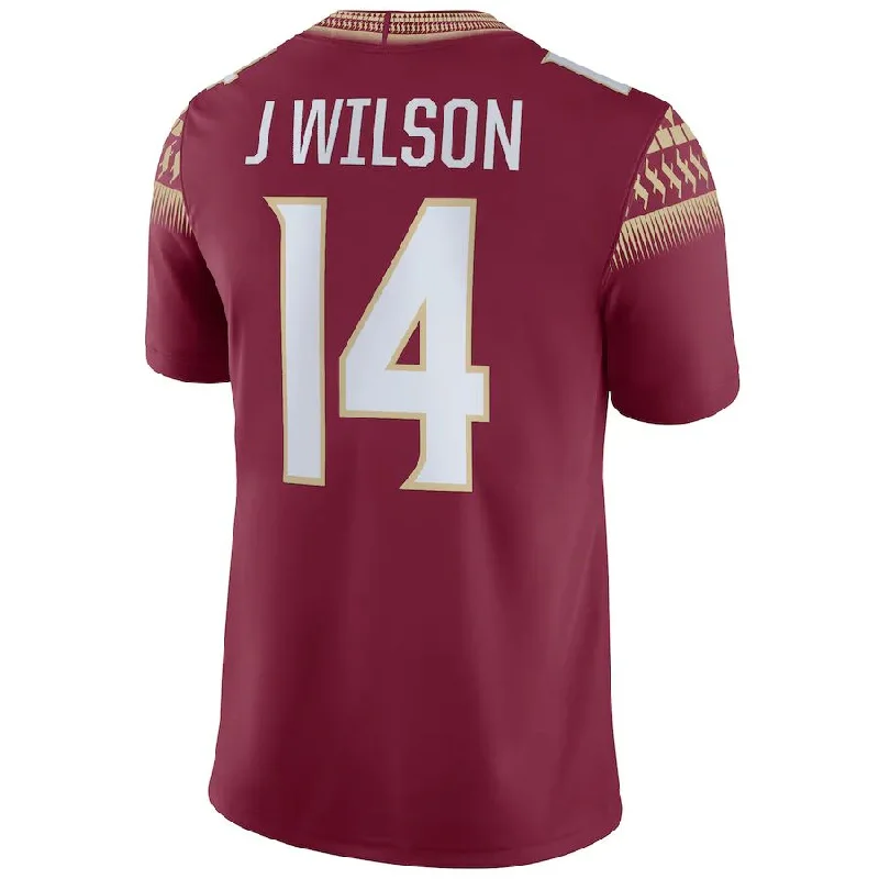 Football Road Game Jersey-F.State Seminoles #14 Johnny Wilson NIL Replica Football Jersey Garnet Stitched American College Jerseys