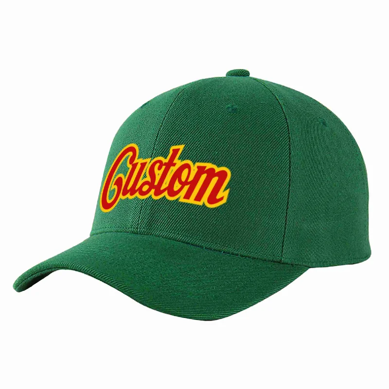 Graduation Baseball Cap-Custom Green Red-Yellow Curved Eaves Sport Baseball Cap Design for Men/Women/Youth