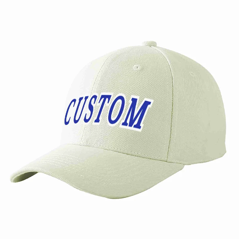 Suede Baseball Cap-Custom Cream Royal-White Curved Eaves Sport Baseball Cap Design for Men/Women/Youth