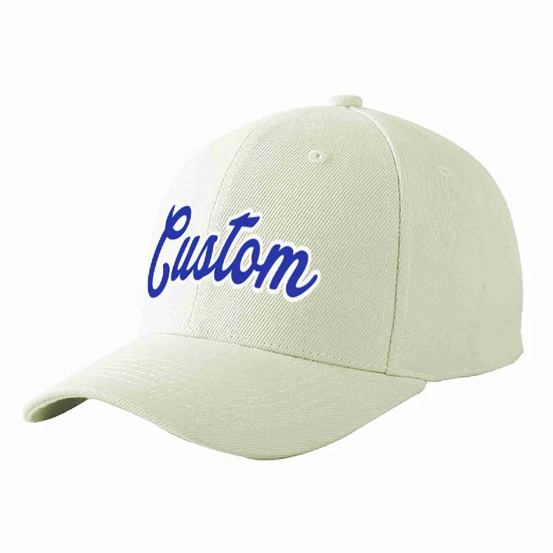 Thanksgiving Baseball Cap-Custom Cream Royal-White Curved Eaves Sport Baseball Cap Design for Men/Women/Youth