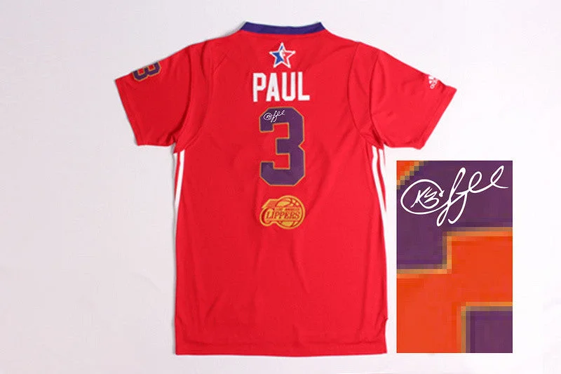 Basketball Umpire Jersey-2014 All Star West 3 Paul Red Signature Edition Basketball Jerseys