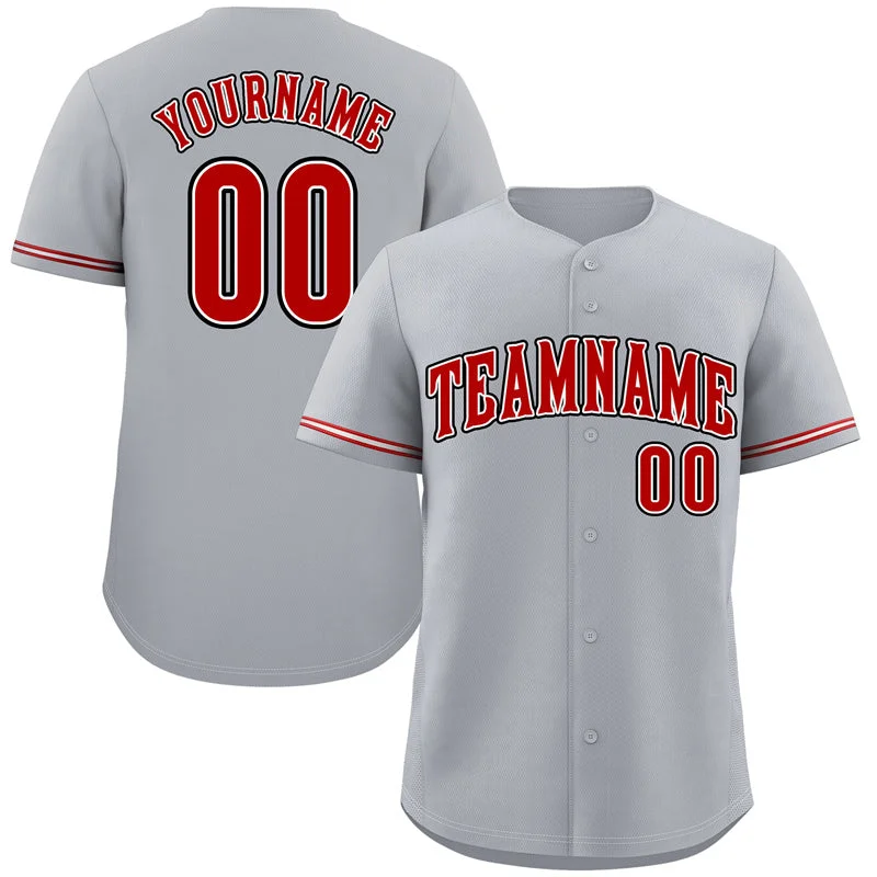 Baseball Team Uniform Jersey-Custom Gray Red-Black Classic Style Authentic Baseball Jersey