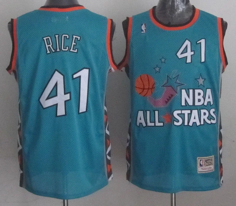 Basketball Tournament Winner Jersey-1996 All Star 41 Rice Teal Basketball Jerseys