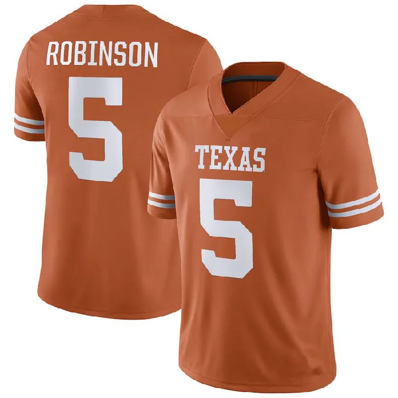 Soft Fabric Football Jersey-T.Longhorns #5 Bijan Robinson NIL Replica Football Jersey Texas Orange Stitched American College Jerseys