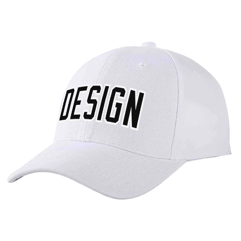 Proposal Baseball Cap-Custom White Black-White Curved Eaves Sport Design Baseball Cap