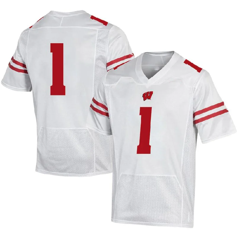 Football Party Jersey-#1 W.Badgers Under Armour Replica Football Jersey - White Stitched American College Jerseys