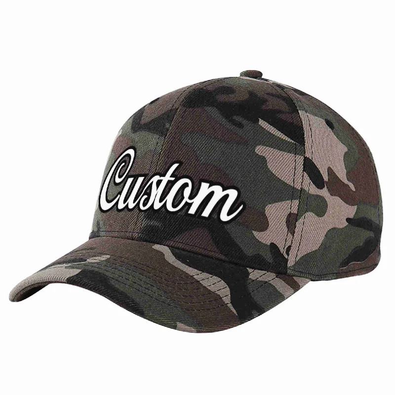 Business Casual Baseball Cap-Custom Camo White-Black Curved Eaves Sport Baseball Cap Design for Men/Women/Youth