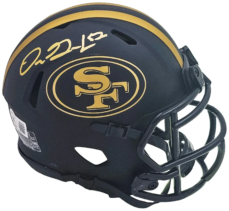 Rugby Union Helmet-Dre Greenlaw Autographed San Francisco 49ers Eclipse Black Speed Mini Helmet Beckett BAS Witness Stock #221286