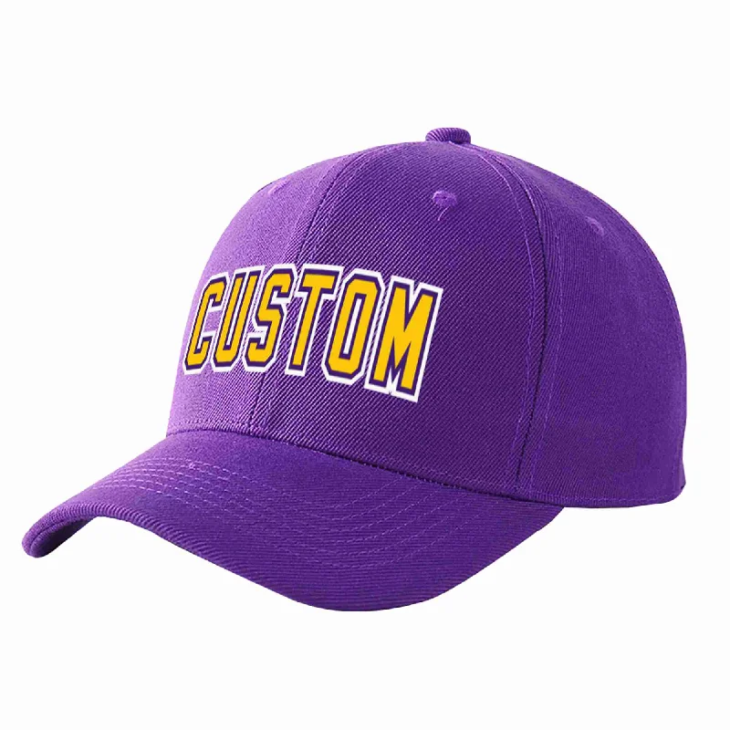 Gardening Baseball Cap-Custom Purple Gold-Purple Curved Eaves Sport Baseball Cap Design for Men/Women/Youth