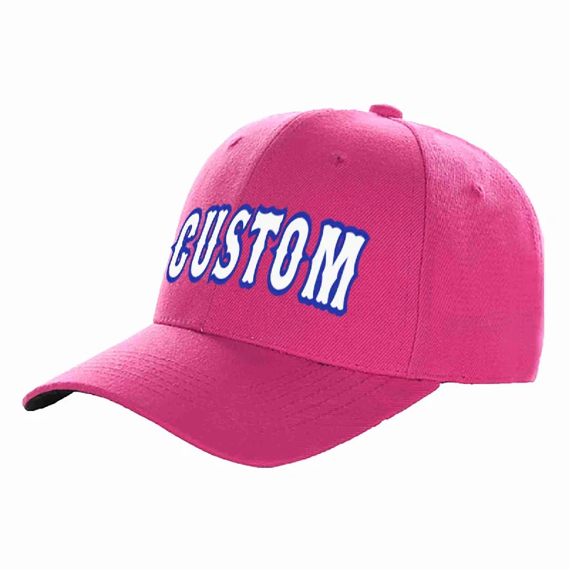 Wool Baseball Cap-Custom Rose Red White-Royal Curved Eaves Sport Baseball Cap Design for Men/Women/Youth