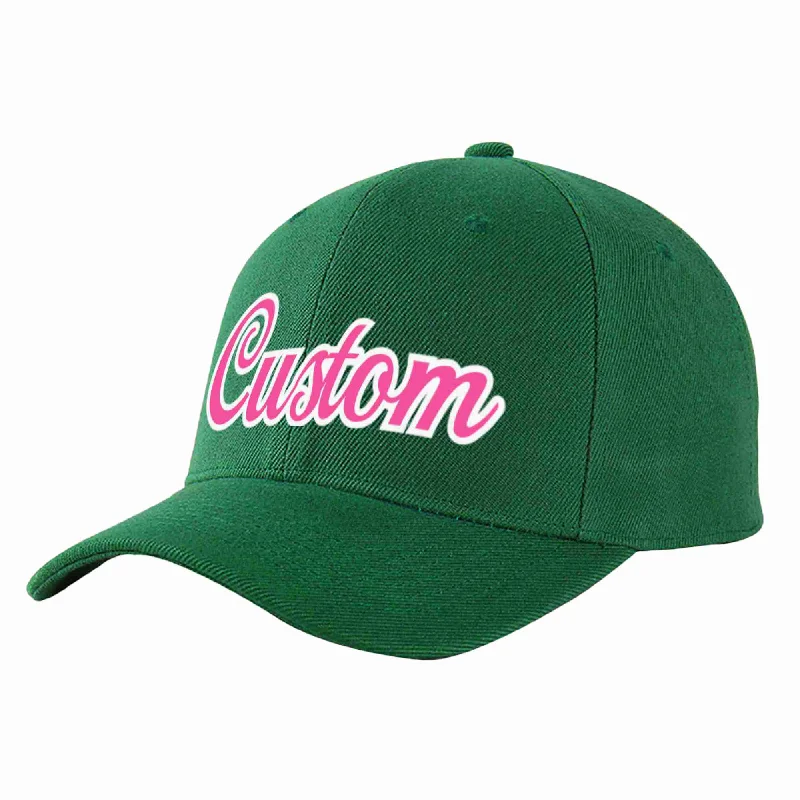 Aviation Baseball Cap-Custom Green Pink-White Curved Eaves Sport Baseball Cap Design for Men/Women/Youth