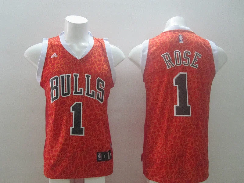 Relaxed Fit Basketball Jersey-Bulls 1 Rose Red Crazy Light Swingman Basketball Jerseys