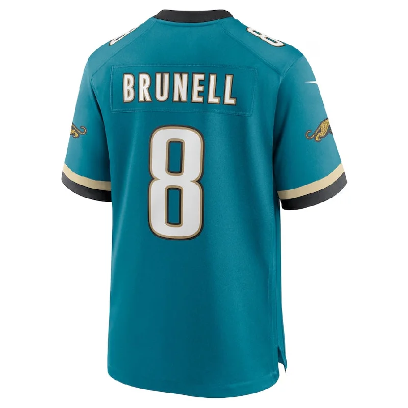 Football Player Autograph Jersey-J.Jaguars #8 Mark Brunell Prowler Throwback Retired Player Game Jersey - Teal Football Jerseys