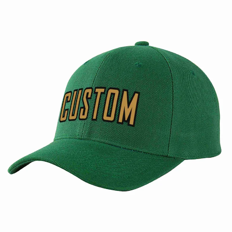 DIY Baseball Cap-Custom Green Old Gold-Black Curved Eaves Sport Baseball Cap Design for Men/Women/Youth