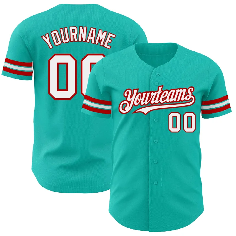 Supporter Baseball Jersey-Custom Aqua White-Red Authentic Baseball Jersey