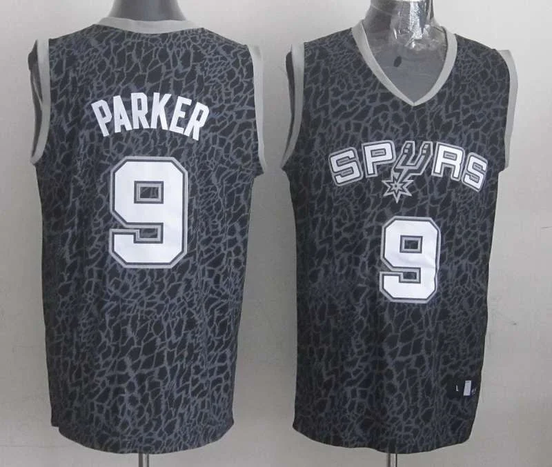 Fan Edition Basketball Jersey-Spurs 9 Parker Black Crazy Light Swingman Basketball Jerseys