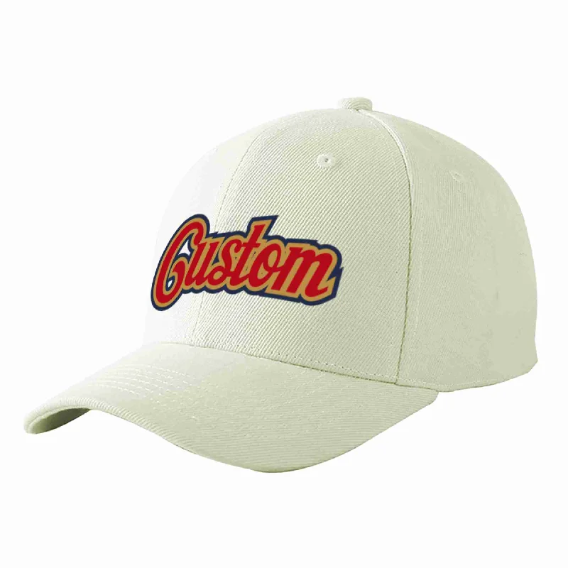 Mechanic Baseball Cap-Custom Cream Red-Old Gold Curved Eaves Sport Baseball Cap Design for Men/Women/Youth