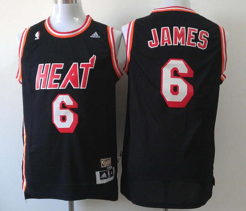 White Basketball Jersey-Heat 6 James Black Hardwood Classics Basketball Jerseys