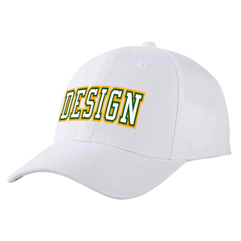 Entrepreneur Baseball Cap-Custom White White-Kelly Green Curved Eaves Sport Design Baseball Cap