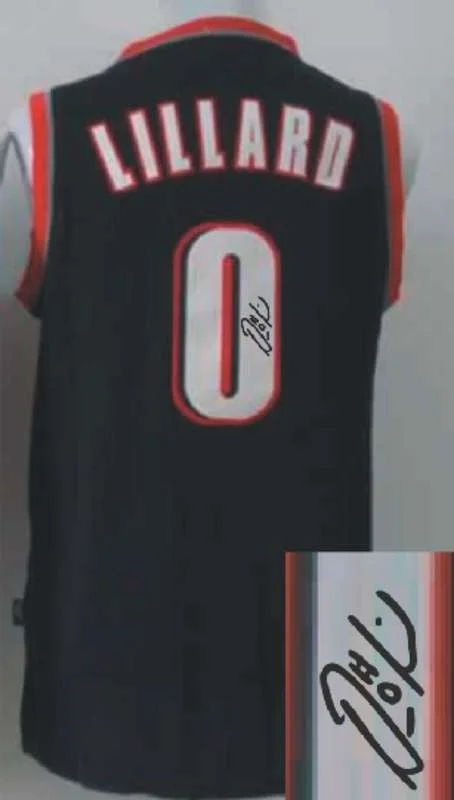 Personalized Basketball Jersey-Blazers 0 Lillard Black Signature Edition Basketball Jerseys