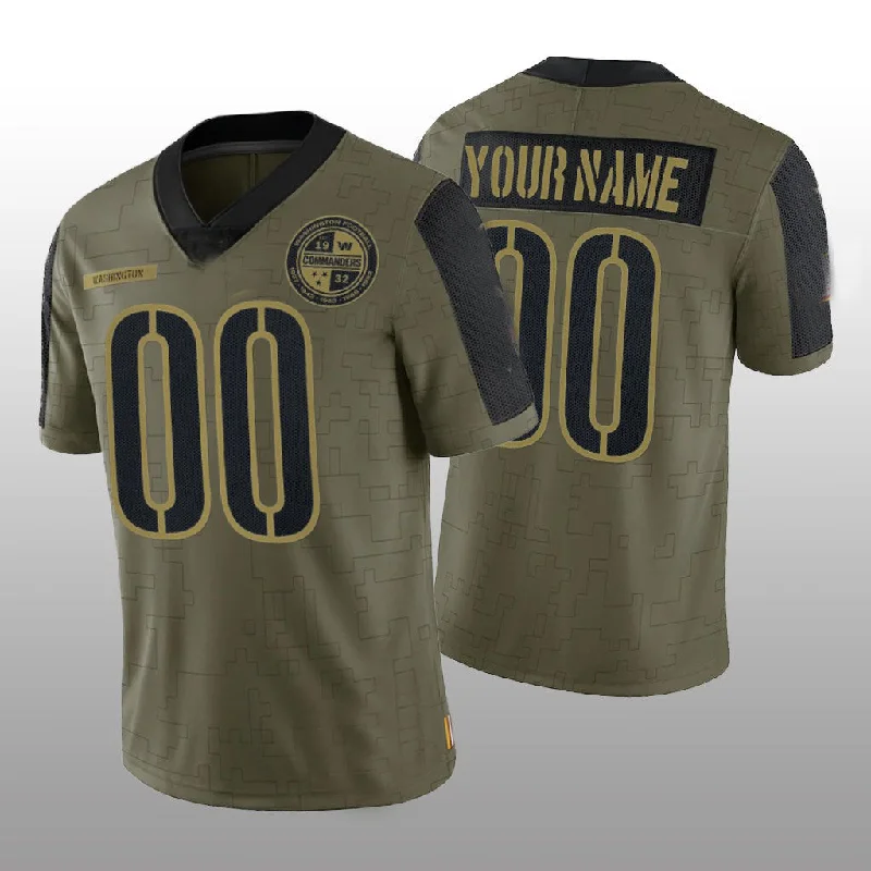 Hall of Fame Football Jersey-Custom W.Commanders Olive Limited Salute to Service Football Jerseys