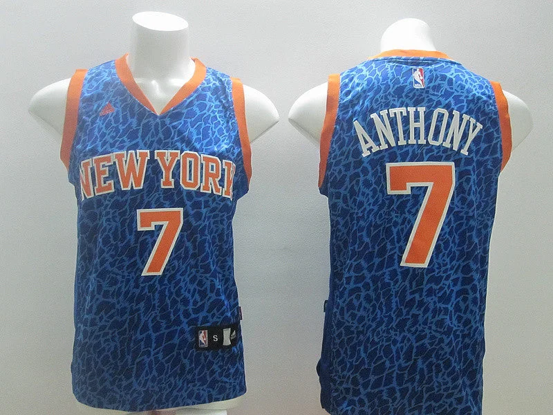 Basketball Travel Jersey-Knicks 7 Anthony Blue Crazy Light Basketball Jerseys