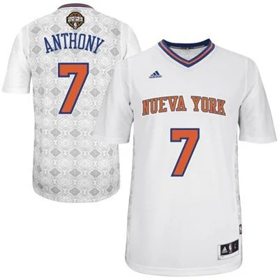 Custom Number Basketball Jersey-Knicks 7 Anthony White 2014 Latin Nights Swingman Basketball Jerseys