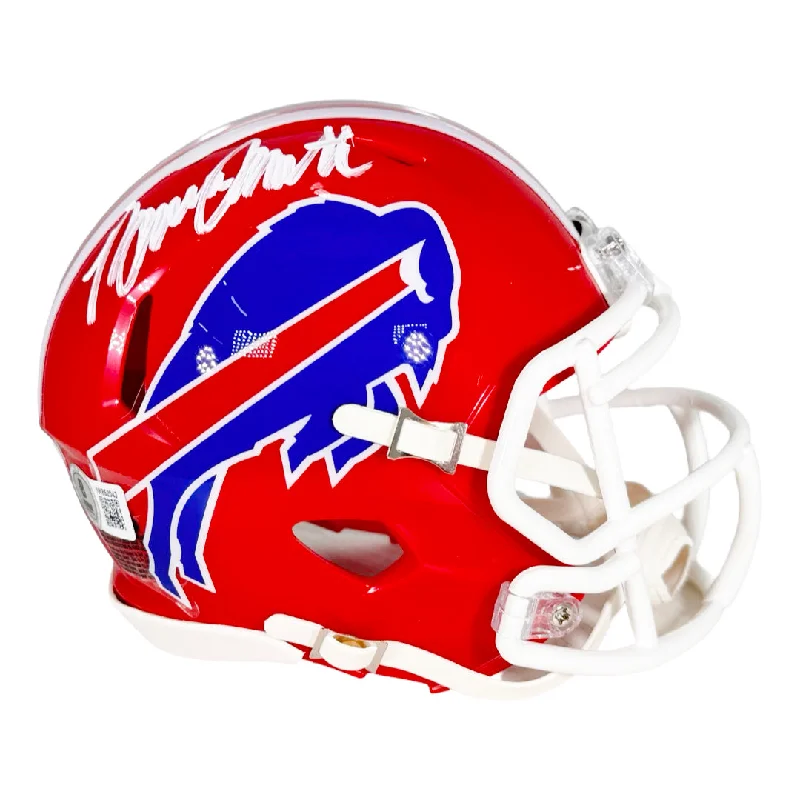 Modern Rugby Helmet-Bruce Smith Signed Buffalo Bills Throwback 87-01 Speed Mini Football Helmet (Beckett)